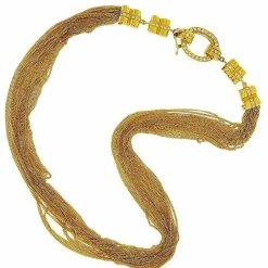 Collier multirangs en or jaune avec diamants taille brillant