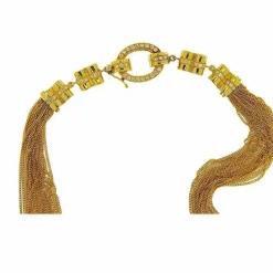 Collier multirangs en or jaune avec diamants taille brillant