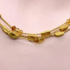 Collier multi-rangs en or 18 carats et citrine briolette
