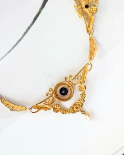 Collier Napoléon III Draperie Or Saphirs Diamants