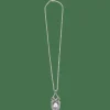 Collier négligé en or gris perles et diamants taillés en rose