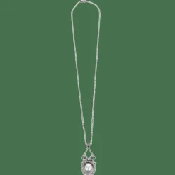 Collier négligé en or gris perles et diamants taillés en rose