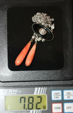 Collier Négligé onyx & corail style Art Déco