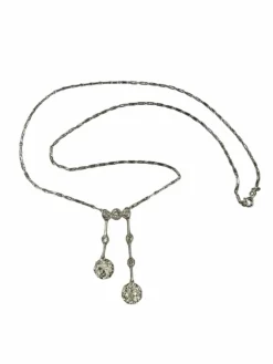 Collier Négligé or blanc, platine et diamants