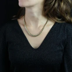 Collier occasion maille palmier 2 ors