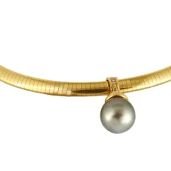 COLLIER OMEGA OR DIAMANTS PERLE