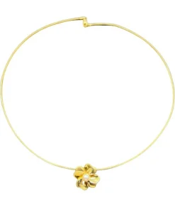 Collier Omega pendentif fleur et perle