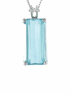 COLLIER OR BLANC & AIGUE-MARINE