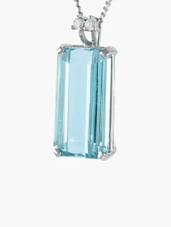 COLLIER OR BLANC & AIGUE-MARINE
