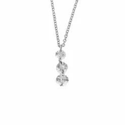 COLLIER OR BLANC 3 DIAMANTS 0,45ct