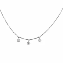 COLLIER OR BLANC 3 DIAMANTS 0,30ct