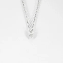 COLLIER OR BLANC 1 DIAMANT O,O7ct