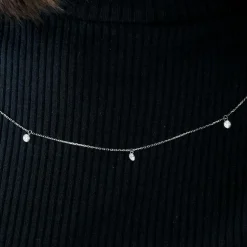 COLLIER OR BLANC 3 DIAMANTS 0,60ct
