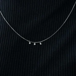 COLLIER OR BLANC 3 DIAMANTS 0,30ct