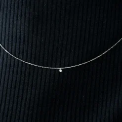 COLLIER OR BLANC 1 DIAMANT O,O7ct
