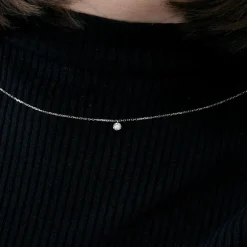 COLLIER OR BLANC 1 DIAMANT O,20ct