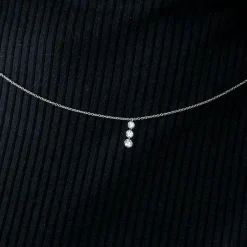 COLLIER OR BLANC 3 DIAMANTS 0,45ct
