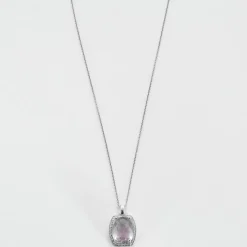 Collier or blanc améthyste et diamants