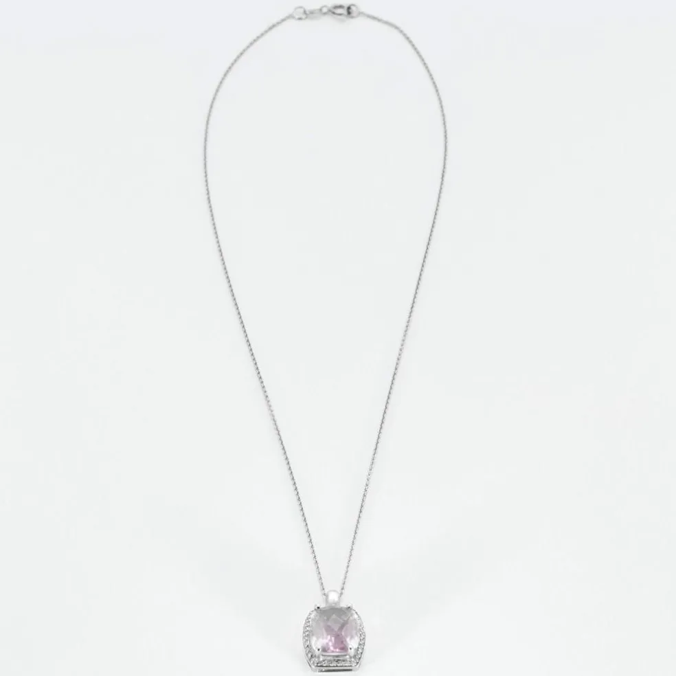 Collier or blanc améthyste et diamants