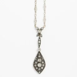 Collier Or blanc Argent Diamants