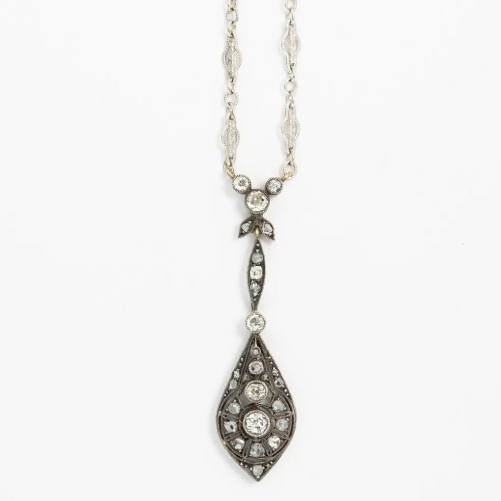 Collier Or blanc Argent Diamants