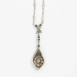 Collier Or blanc Argent Diamants