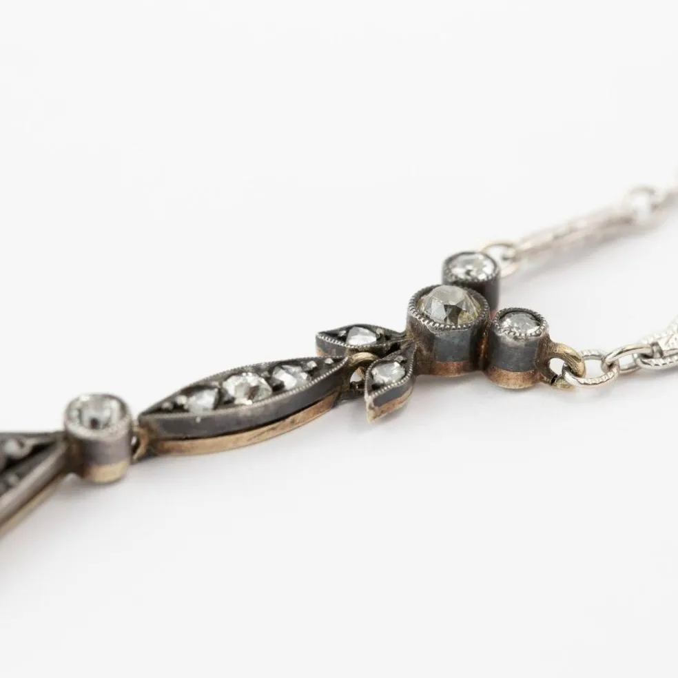 Collier Or blanc Argent Diamants