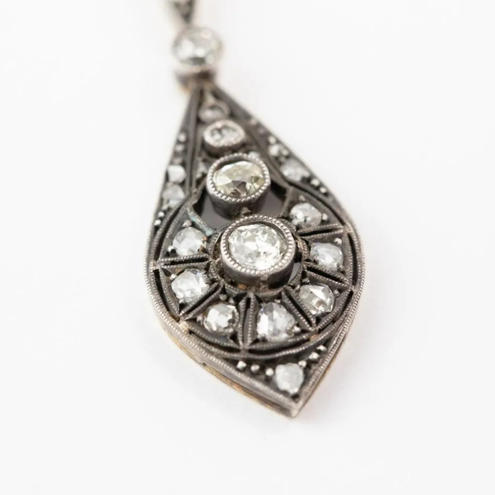 Collier Or blanc Argent Diamants