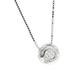 Collier or blanc avec diamant de 0,15 ct