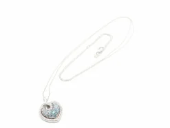 Collier or blanc avec pendentif coeur Diamants et Topaze