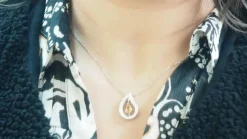 Collier or blanc, citrine et diamants