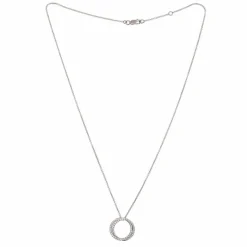 Collier or blanc deux cercles pavage diamants