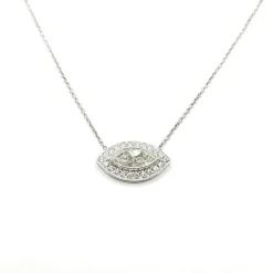 Collier or blanc diamant marquise et diamants taille brillant