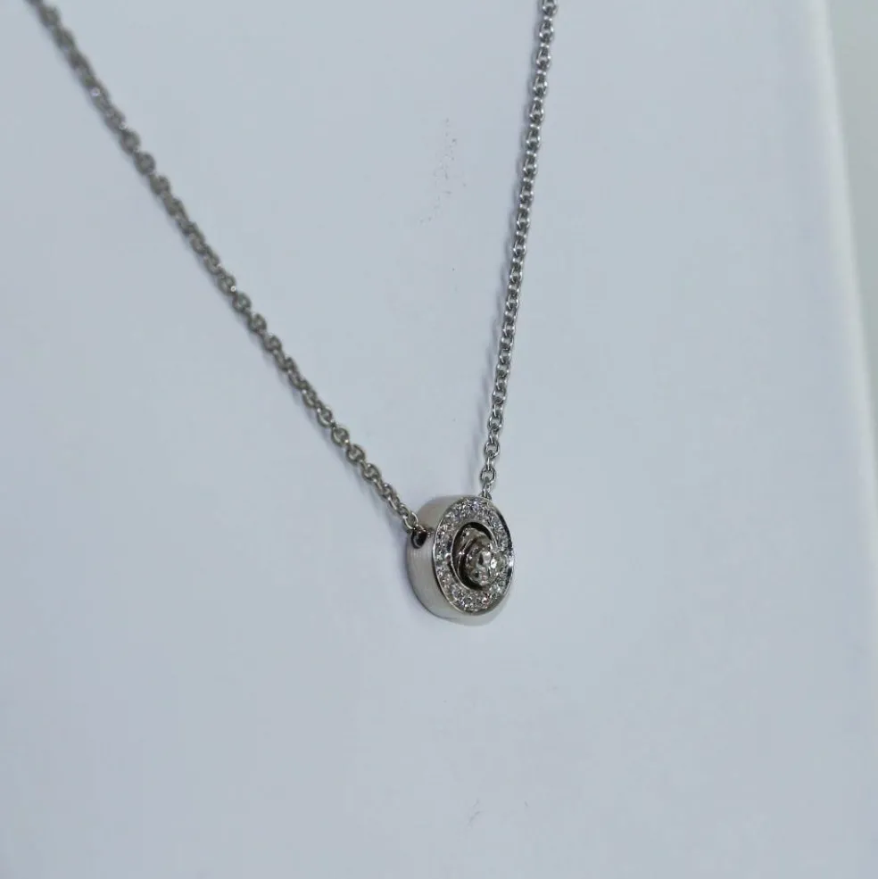 Collier Or blanc Diamant rond