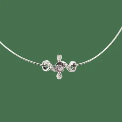 COLLIER OR BLANC DIAMANTS ET AMETHYSTE