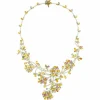 Collier or blanc diamants saphirs