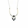 Collier Or Blanc, Diamants, Saphirs et Perles de Culture
