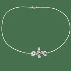 COLLIER OR BLANC DIAMANTS ET AMETHYSTE