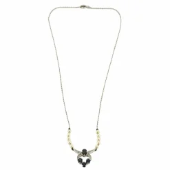 Collier Or Blanc, Diamants, Saphirs et Perles de Culture