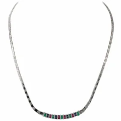 Collier Or blanc Emeraude