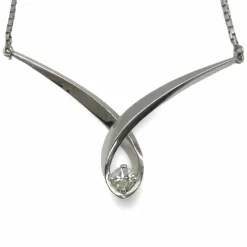 Collier or blanc et diamant 0,28 ct
