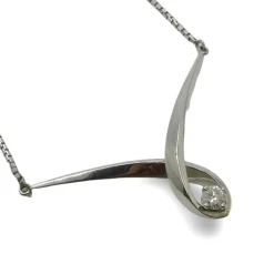 Collier or blanc et diamant 0,28 ct