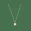 COLLIER OR BLANC ET QUARTZ ROSE.