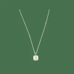 COLLIER OR BLANC ET QUARTZ ROSE.