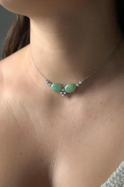 Collier Or blanc Jade Jadéite