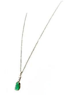 Collier Or Blanc 18K Emeraude et diamants
