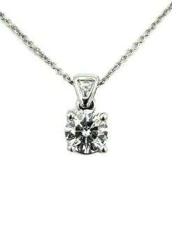 Collier or blanc 18K et diamant 0.49 E VS 2
