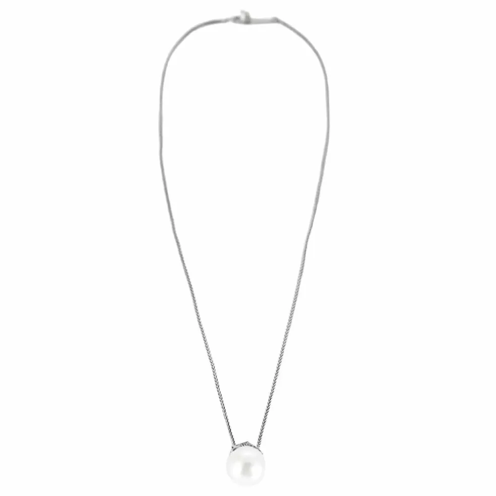 Collier or blanc perle de culture et diamants