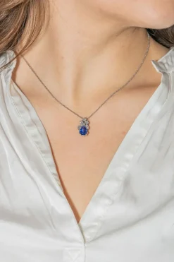 Collier Or blanc Saphir