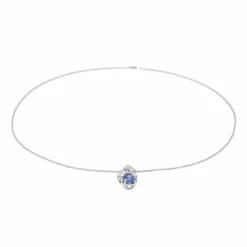 Collier Or blanc Saphir